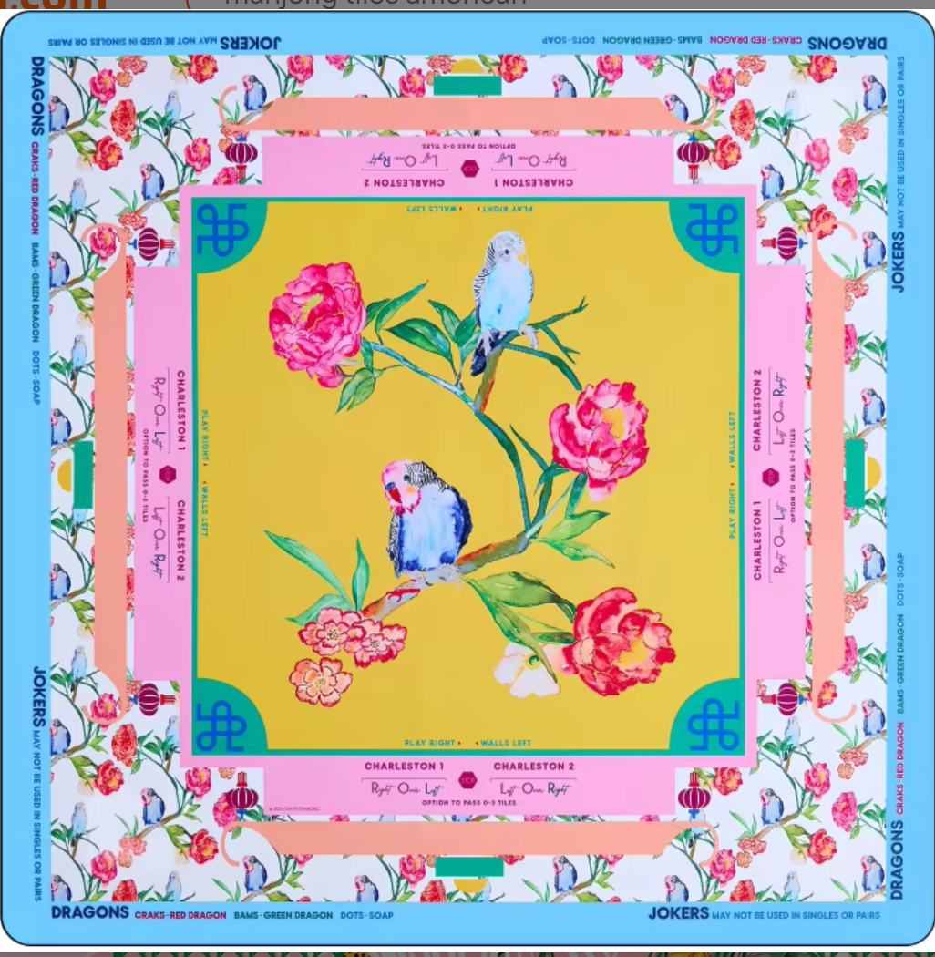 DISCOUNT Yellow Birds & Flowers Mahjong Mat