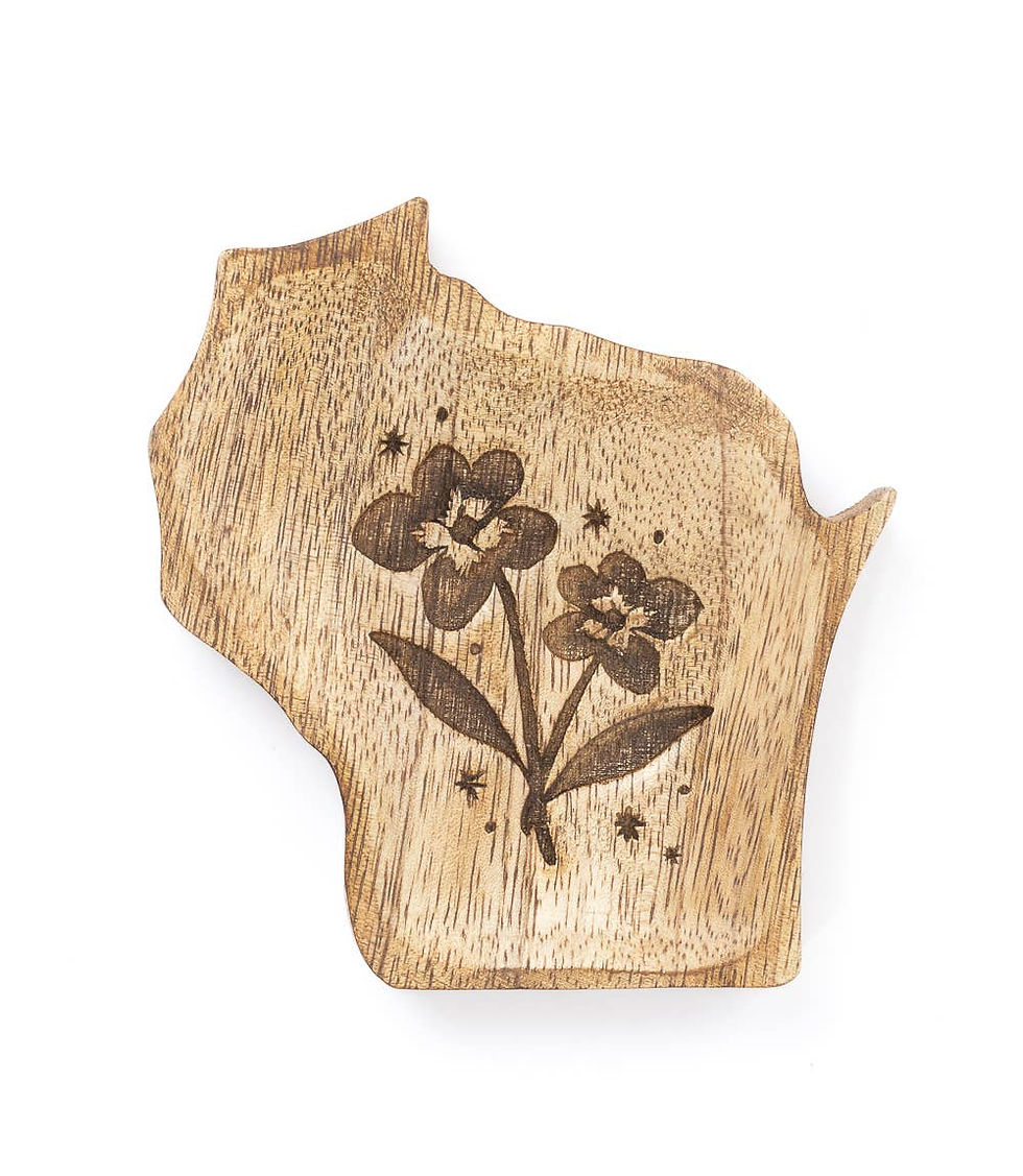 Thumbnail: Wisconsin State Violet Trinket Dish - Mango Wood