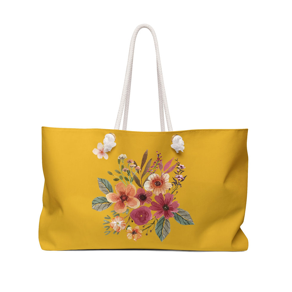 Floral Weekender Bag - Stylish Tote for Travel, Beach Days, Gym, Shopping 
