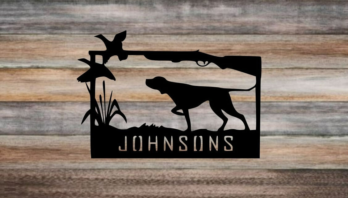 Pointer Hunting Dog Family Name Metal Art Sign