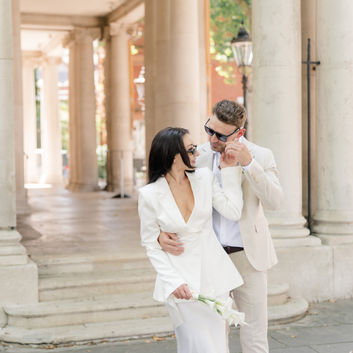 Islington Town Hall Wedding with Bride and groom having in embrace