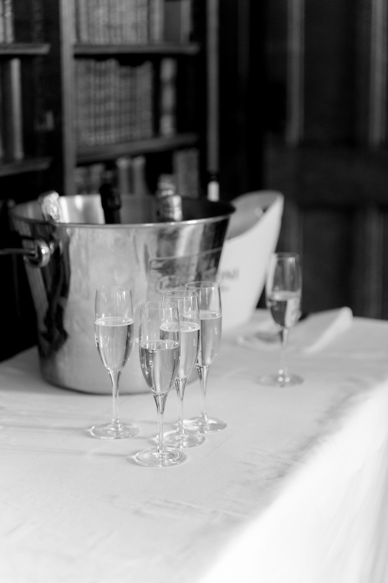 Rushton Hall wedding with drinks on table 