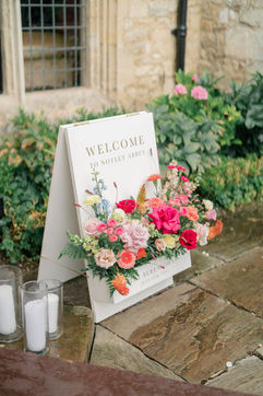 Welcome sign for wedding at Notley Abbey