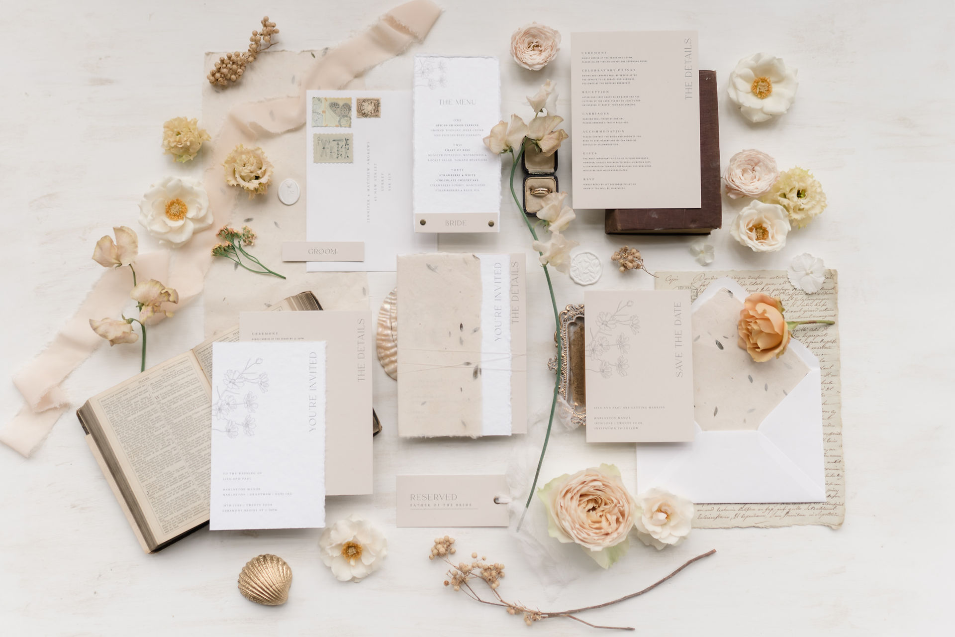 Variety of stationary captured by Lincolnshire wedding photographer