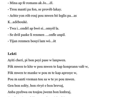 Kou Kreyòl: Leson 12: (Dezyèm Pati)