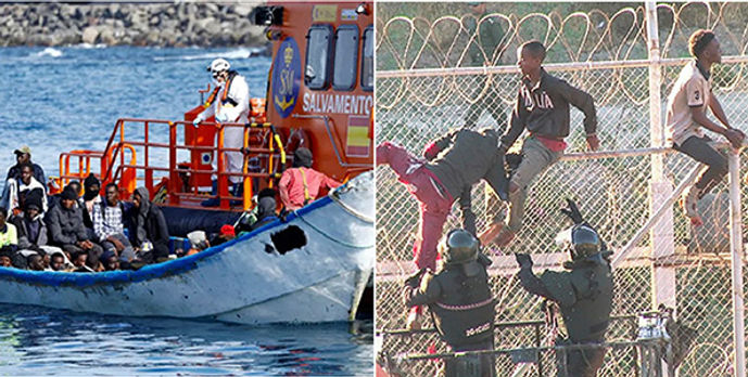 African migrants reaching the Canaries and Ceuta