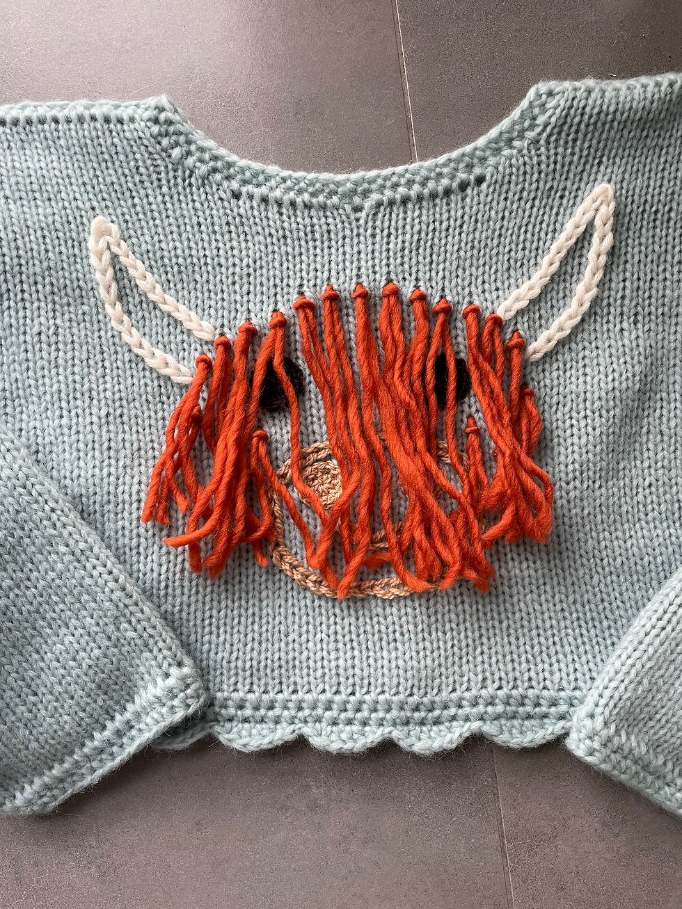 Thumbnail: Cropped Highland Cow Sweater