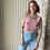 Thumbnail: V-Neck Nip Knit Vest in Pink