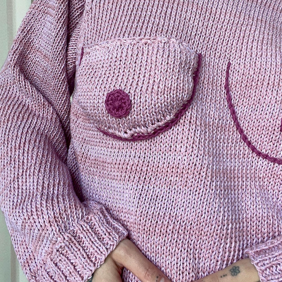Thumbnail: Knit Sweater with Boob Pocket in Pink