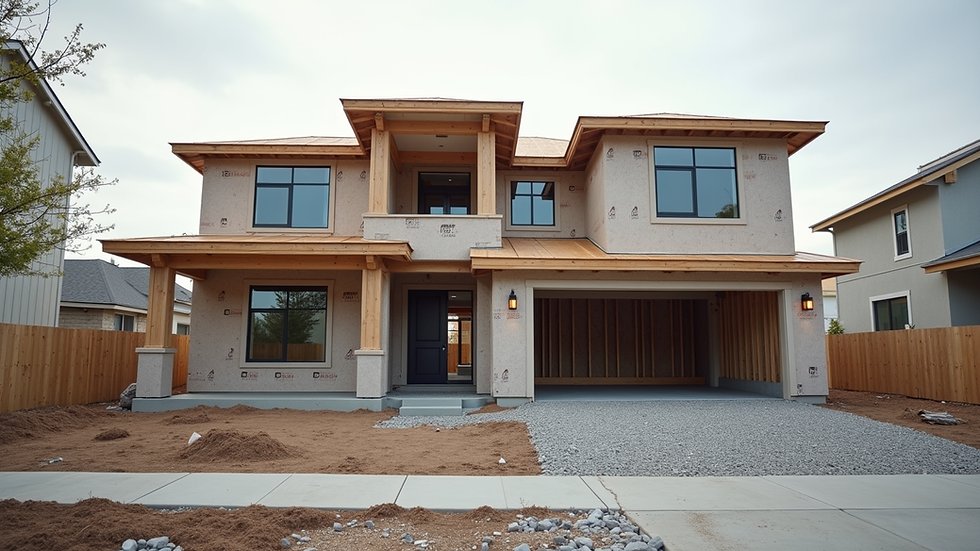 Eye-level view of a modern custom home under construction