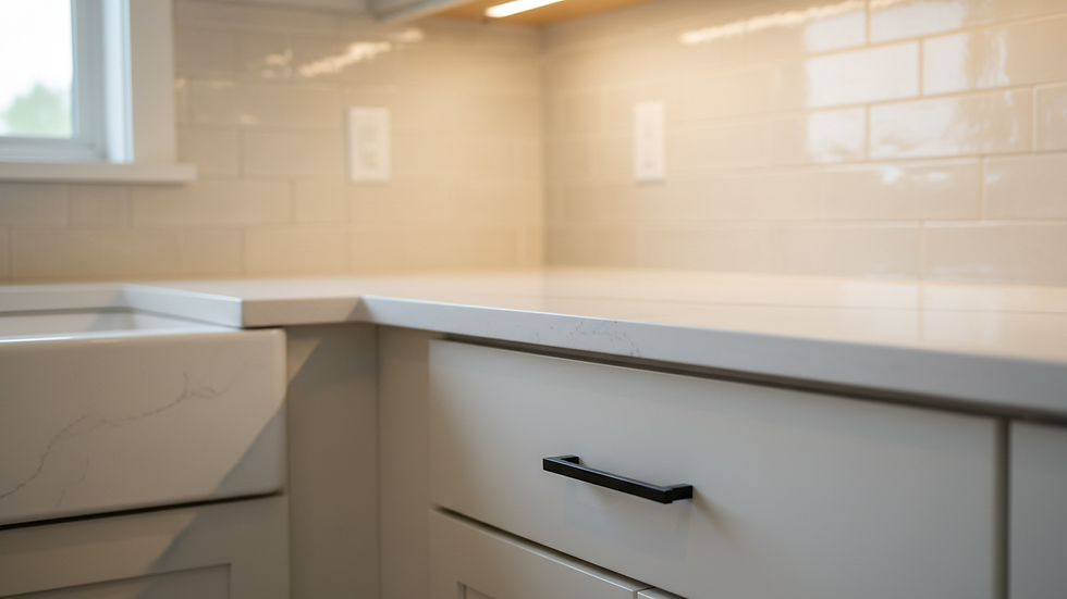 Close-up view of finished renovation details in a modern kitchen