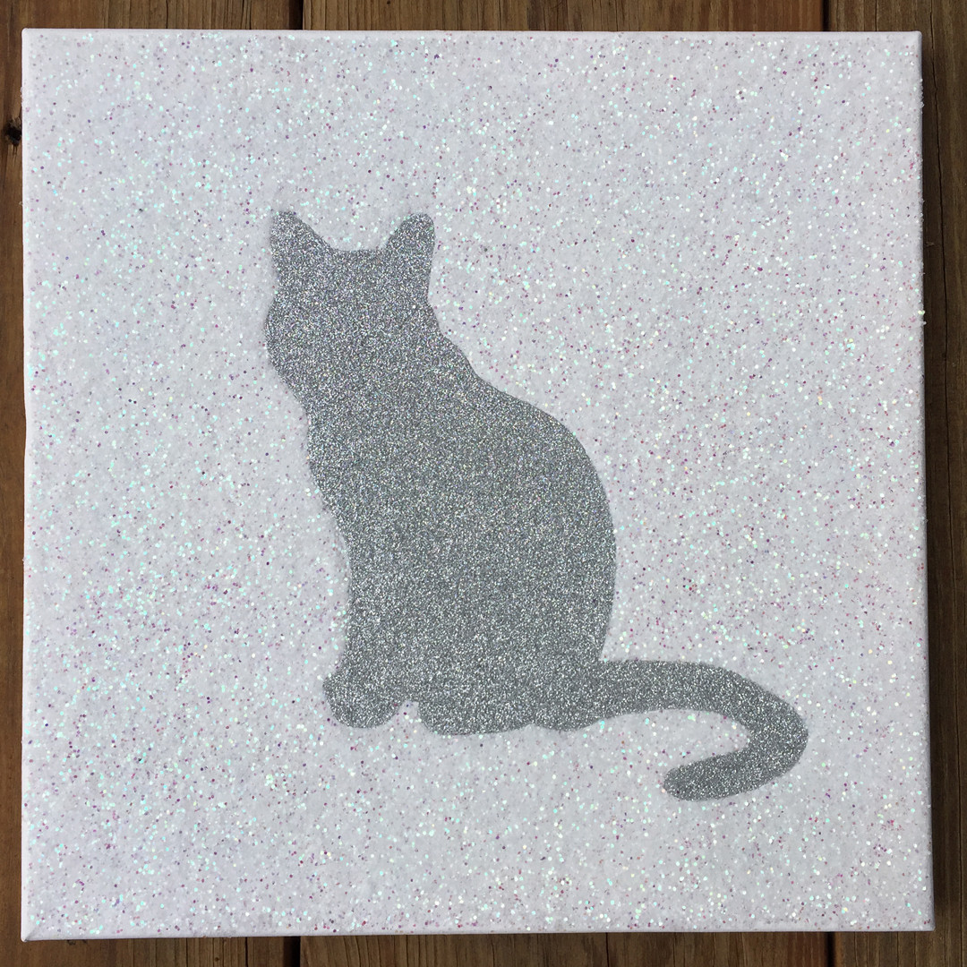 Glitter Cat Canvas Art