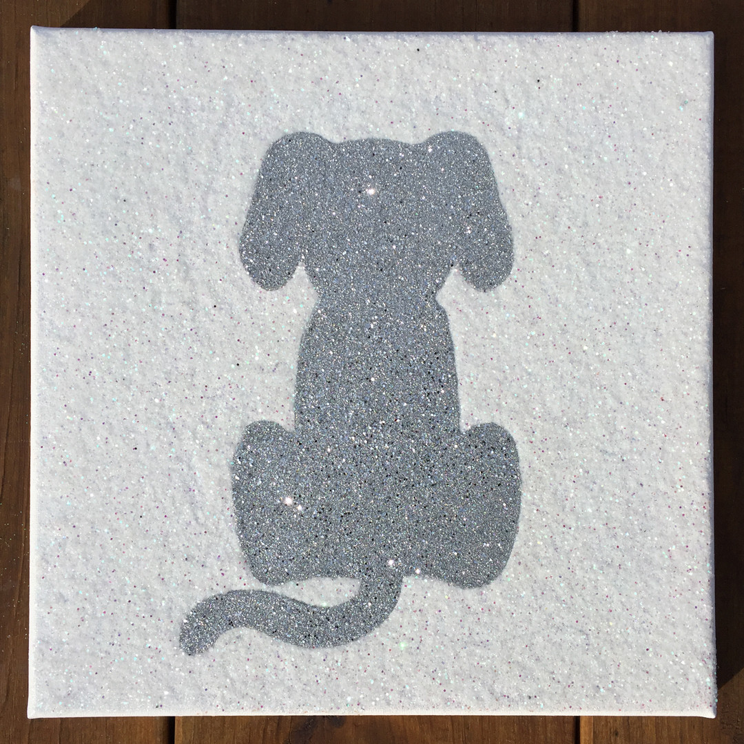 Glitter Puppy Art Canvas