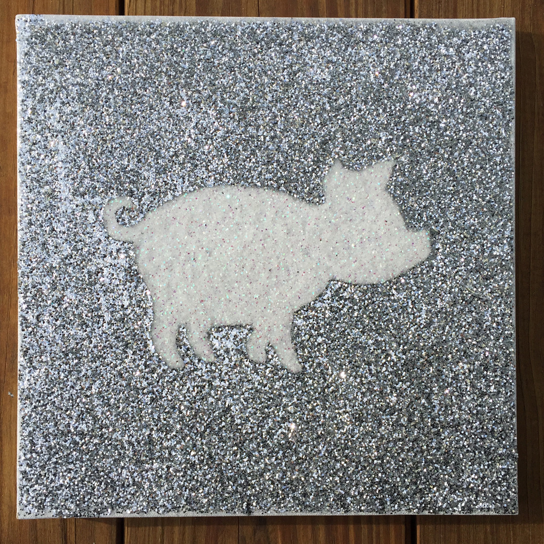 Glitter Pig Canvas Art