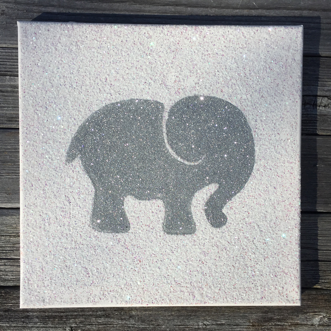 Glitter Elephant Canvas Art