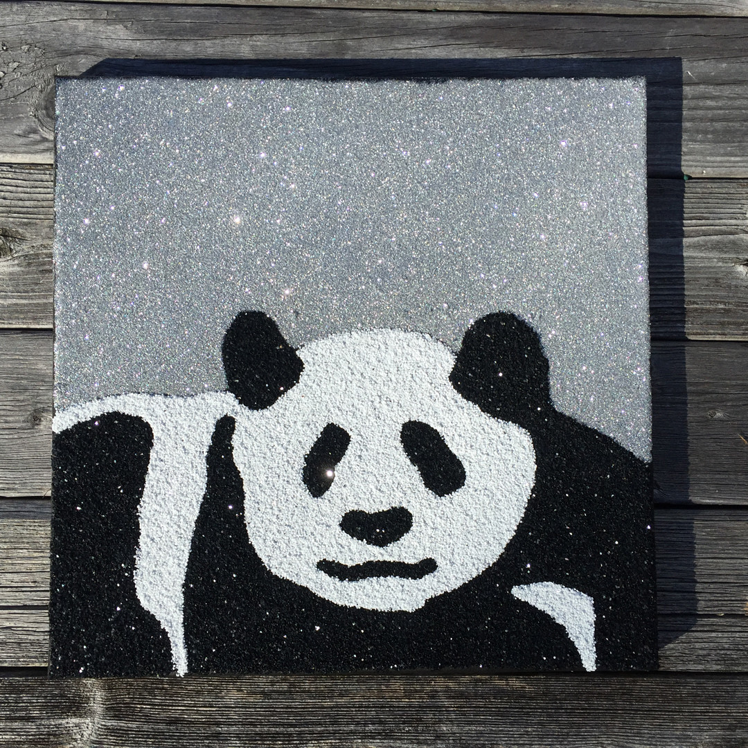 Glitter Panda Canvas Art