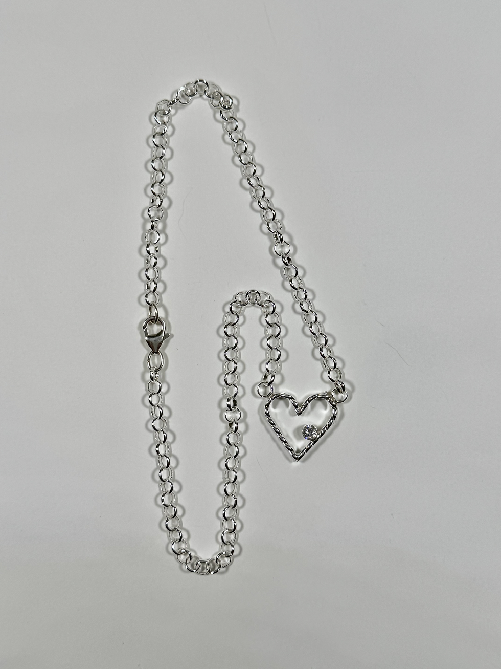 Thumbnail: Heart Choker with CZ Gemstone on Inside of heart, Unique Wedding Gift for Bride
