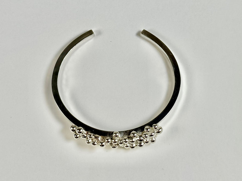 Thumbnail: Chunky Bubble Cuff Bracelet, Sleek Sterling Silver Ball Cuff Jewelry, Caviar Cuf