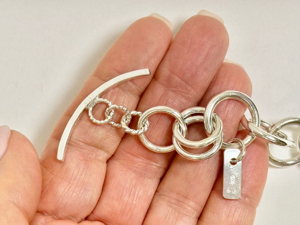 Thumbnail: Silver Chain Bracelet, Toggle Closure Bracelet, Adjustable Lighweight Bracelet