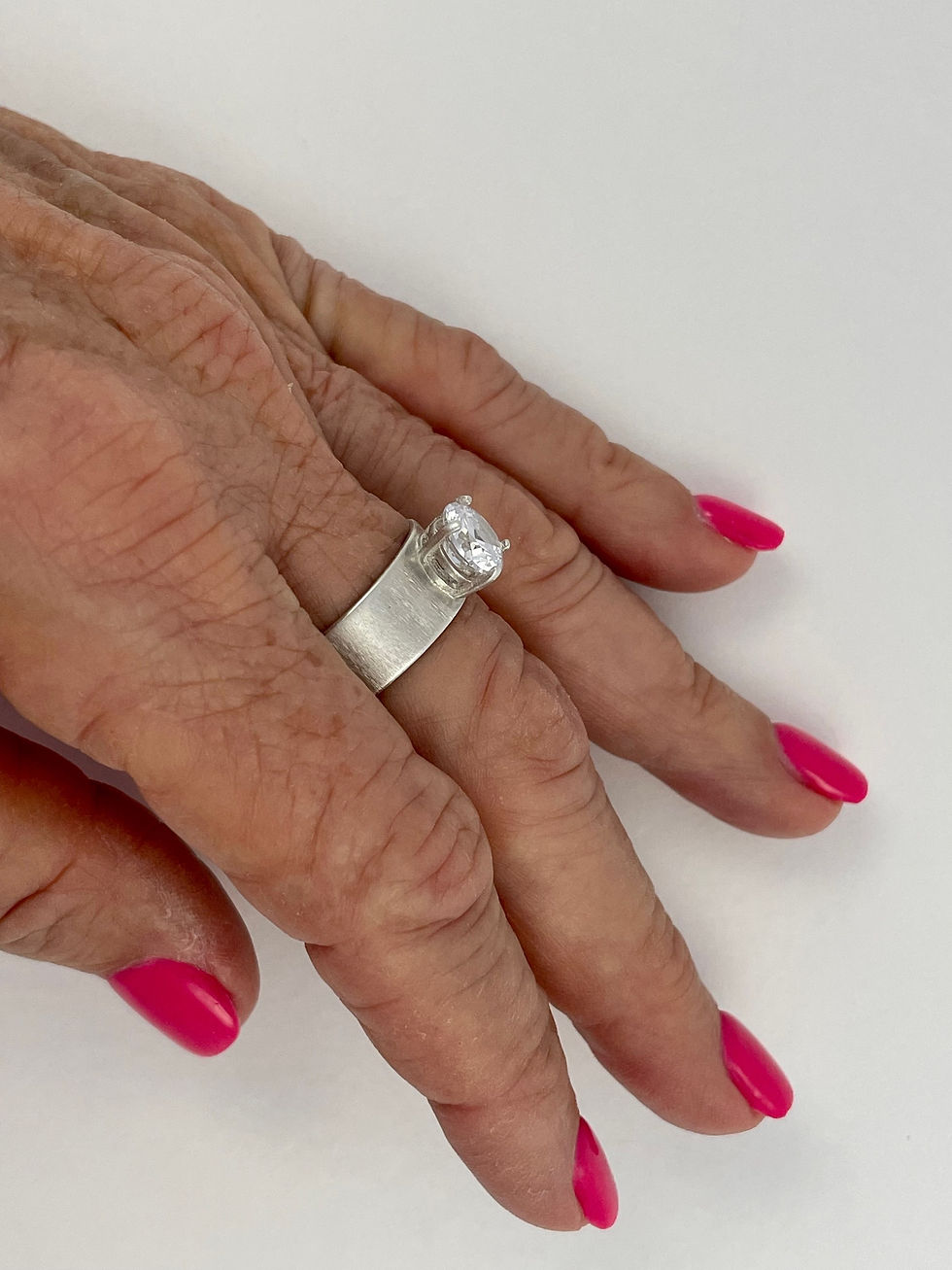 Thumbnail: Sterling Silver CZ Ring - CZ Stone Ring - Premium CZ Stone Ring - Large Ring