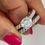 Thumbnail: Customized Engagement Ring with Matching Wedding Band, Large CZ Diamond Solitair