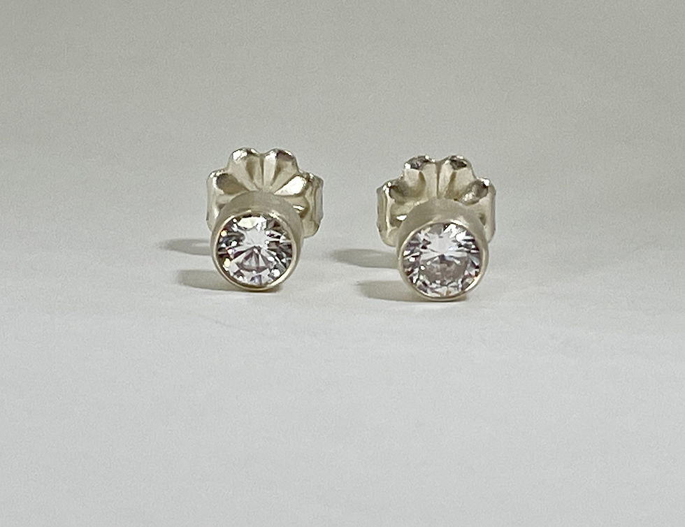 Thumbnail: CZ Studs Earrings - Silver Stud Earrings - CZ Jewelry - Wedding Silver Jewelry