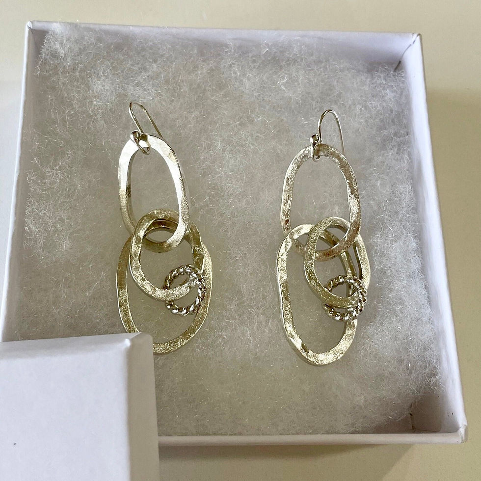 Thumbnail: Silver Earrings - Silver Drop Earrings - Dangle Earrings - Textured Earrings 