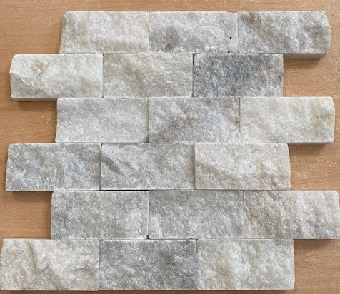 Thumbnail: White Marble 5 x 10cm Split Face Cladding 30.5 x 30.5cm Sheet