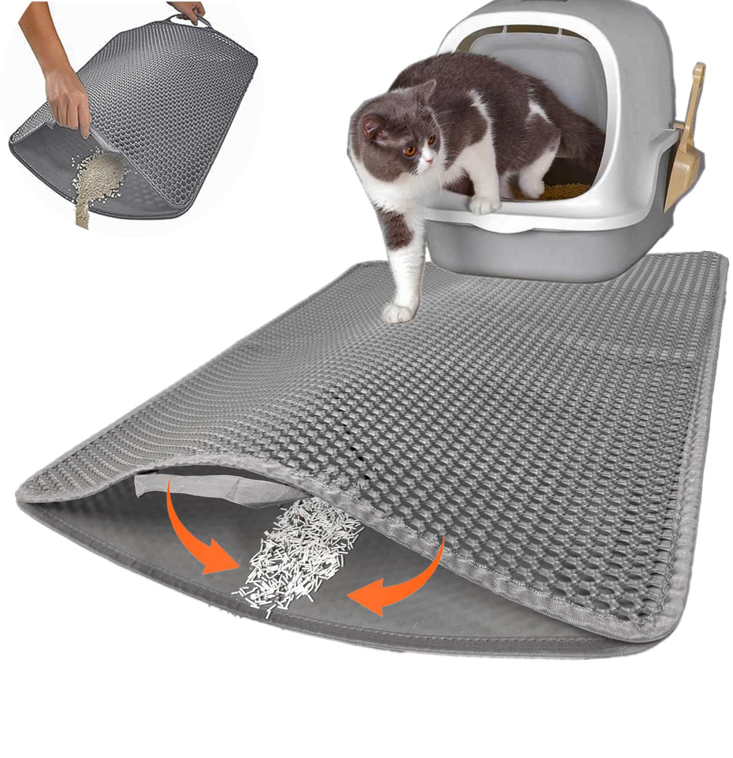 PCYIS Large Cat Litter Mat - 30"x 24" Double Layer Honeycomb Kitty Litter MatWat