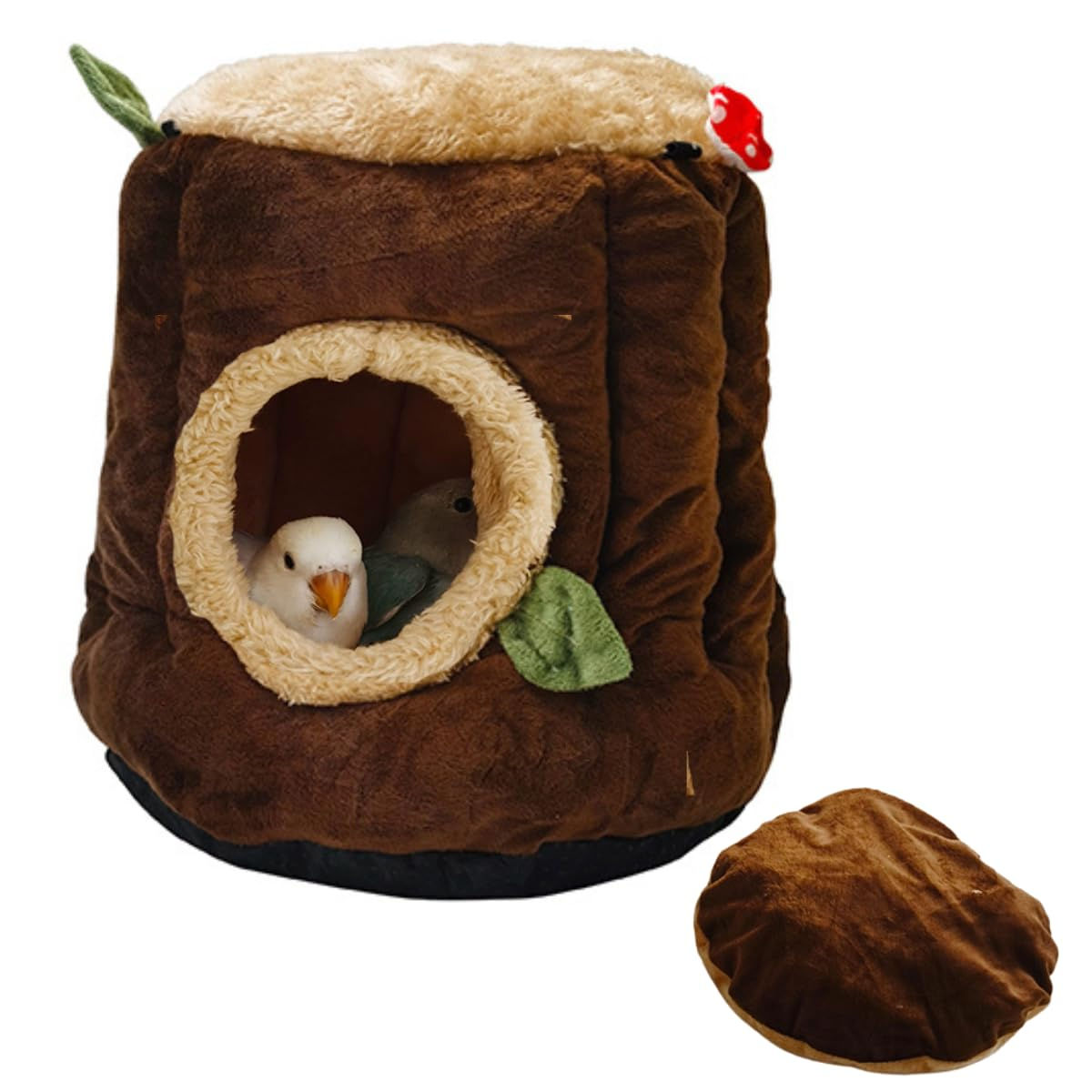 Warm Winter Bird Nest with Removable Cushion Stump Style Bird House Soft and Was