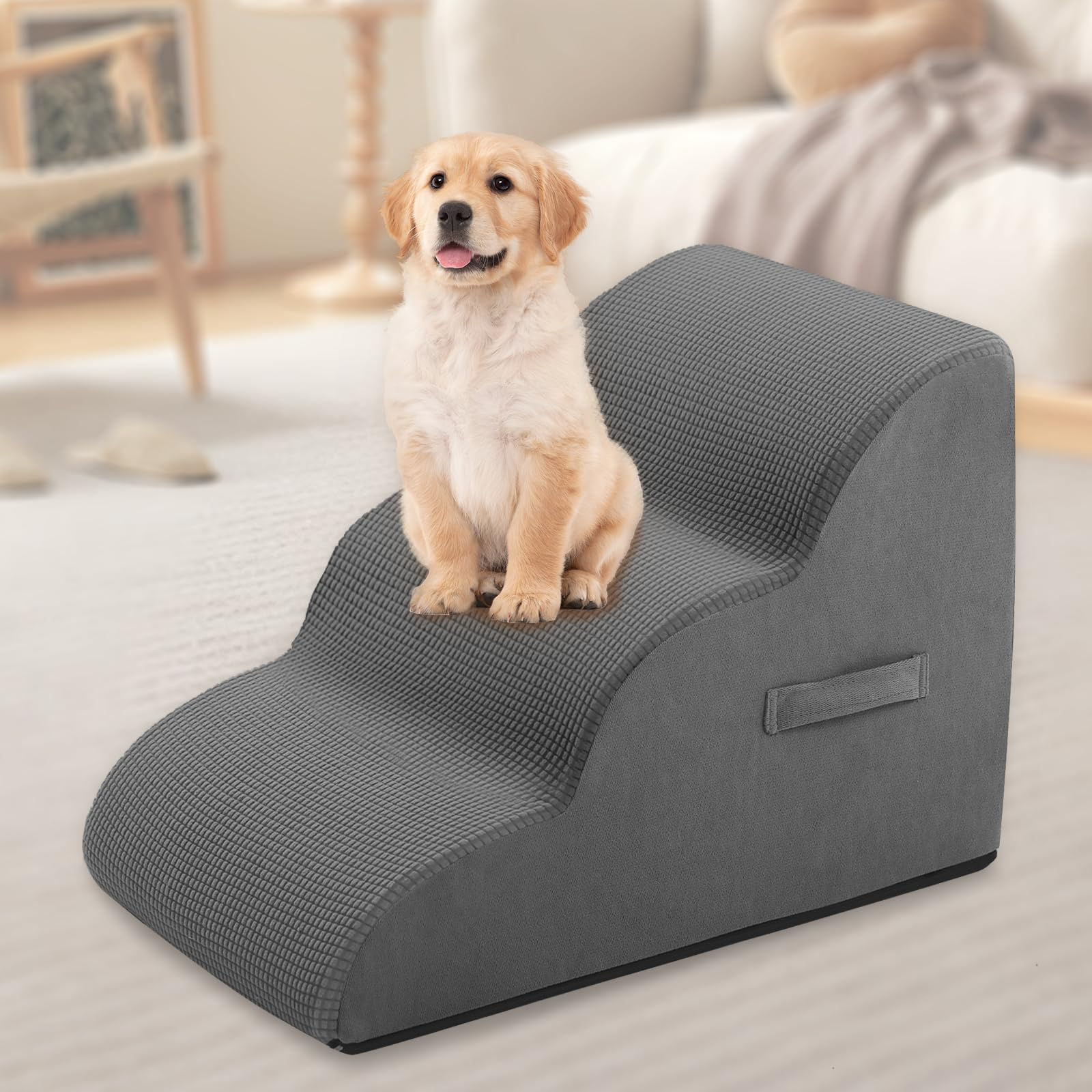 Dog Steps for Small Dog Dog Stairs for High Beds and Couch 16" High 3-Step High