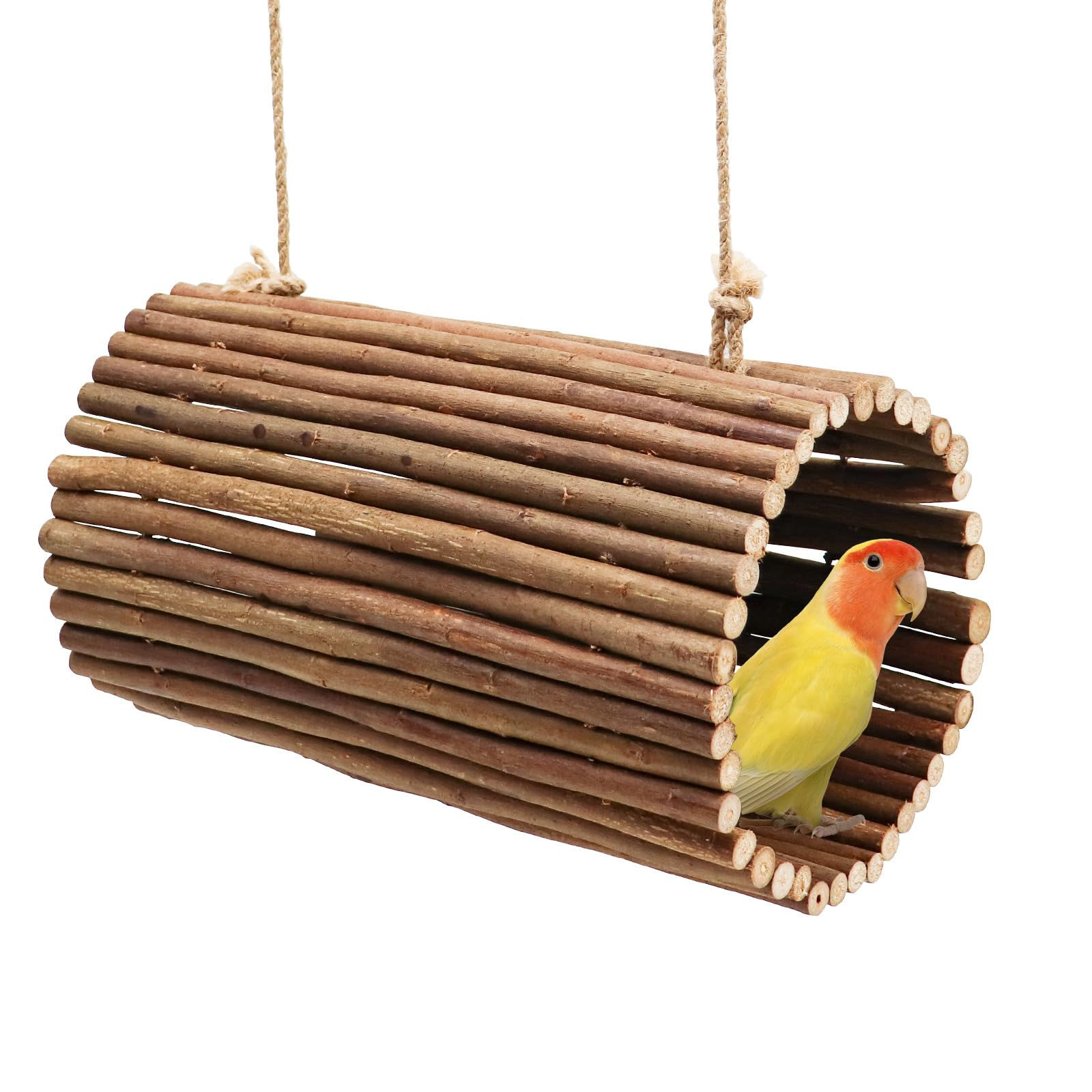 Bird Parrot Swing Toys Hanging Bird Perch Stand Natural Willow Wood Parrot Hammo