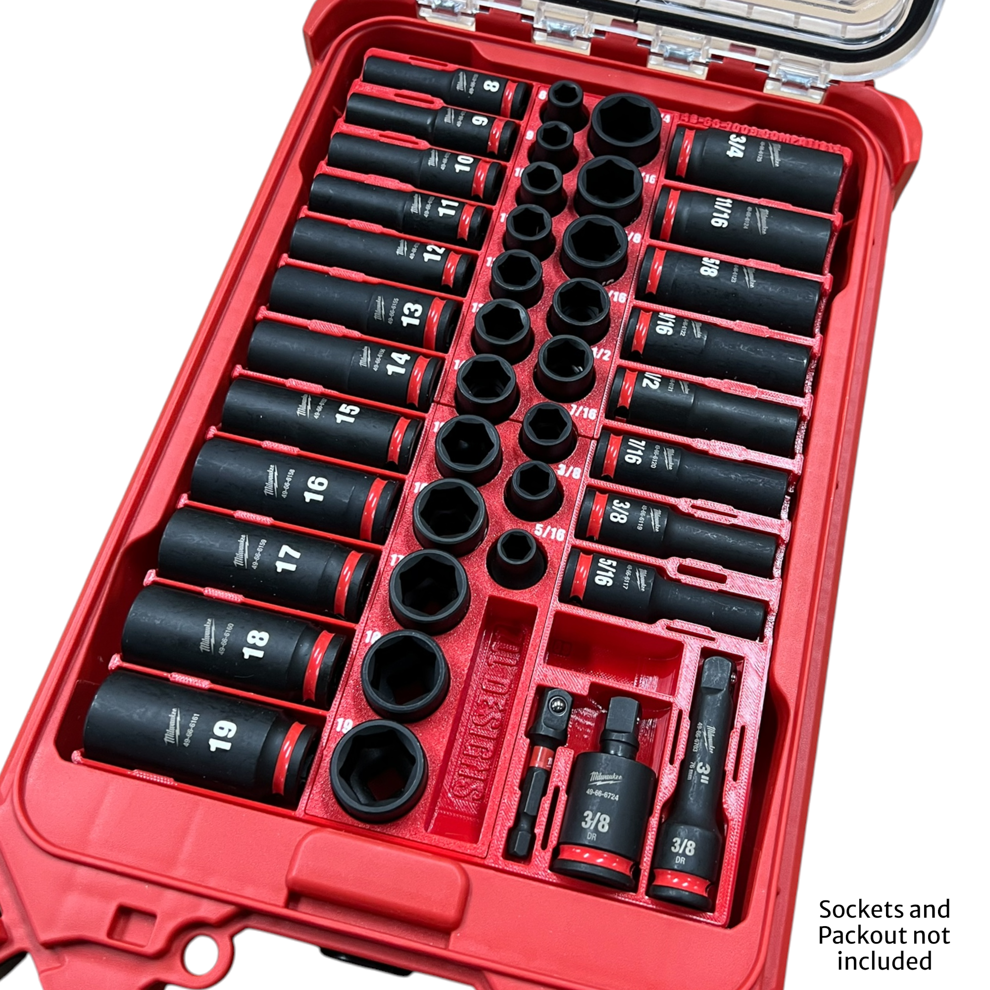 Packout Insert for Milwaukee 3/8" Shockwave Impact 43-Piece Socket Set