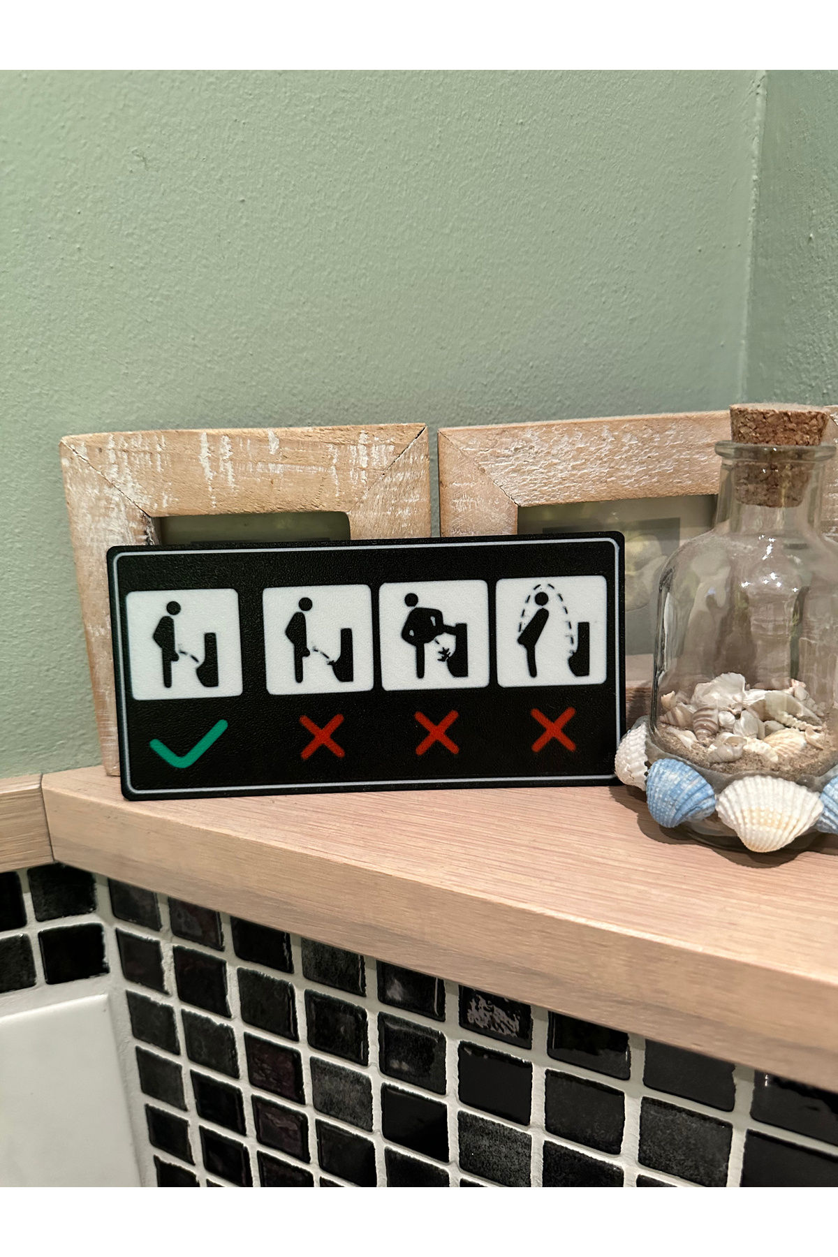 Erkek WC Tuvalet Kullanım Talimatı Uyarı Levhası - Komik ve Eğitici Kapı