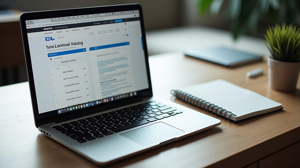 High angle view of a laptop and notebook with ESL job listings on screen