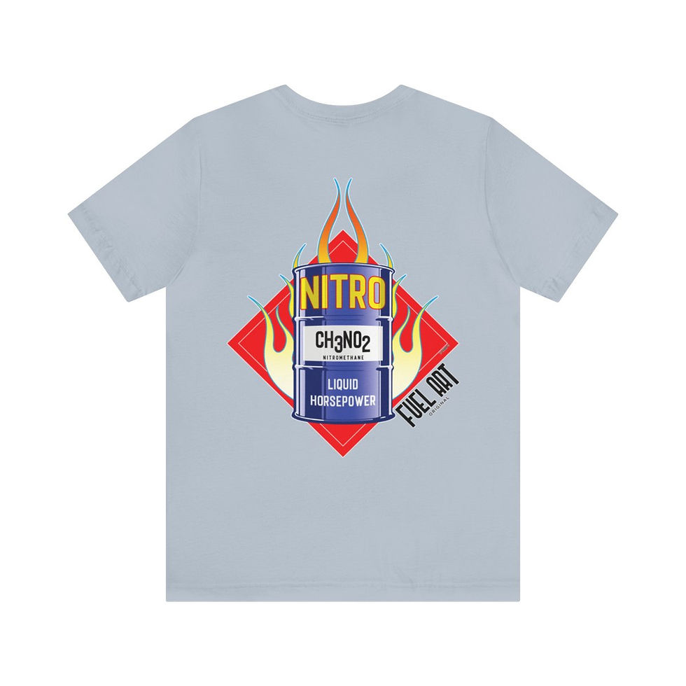 Thumbnail: NITRO Top Fuel Drag Racing Barrel of Nitromethane CH3NO2 Unisex Tee