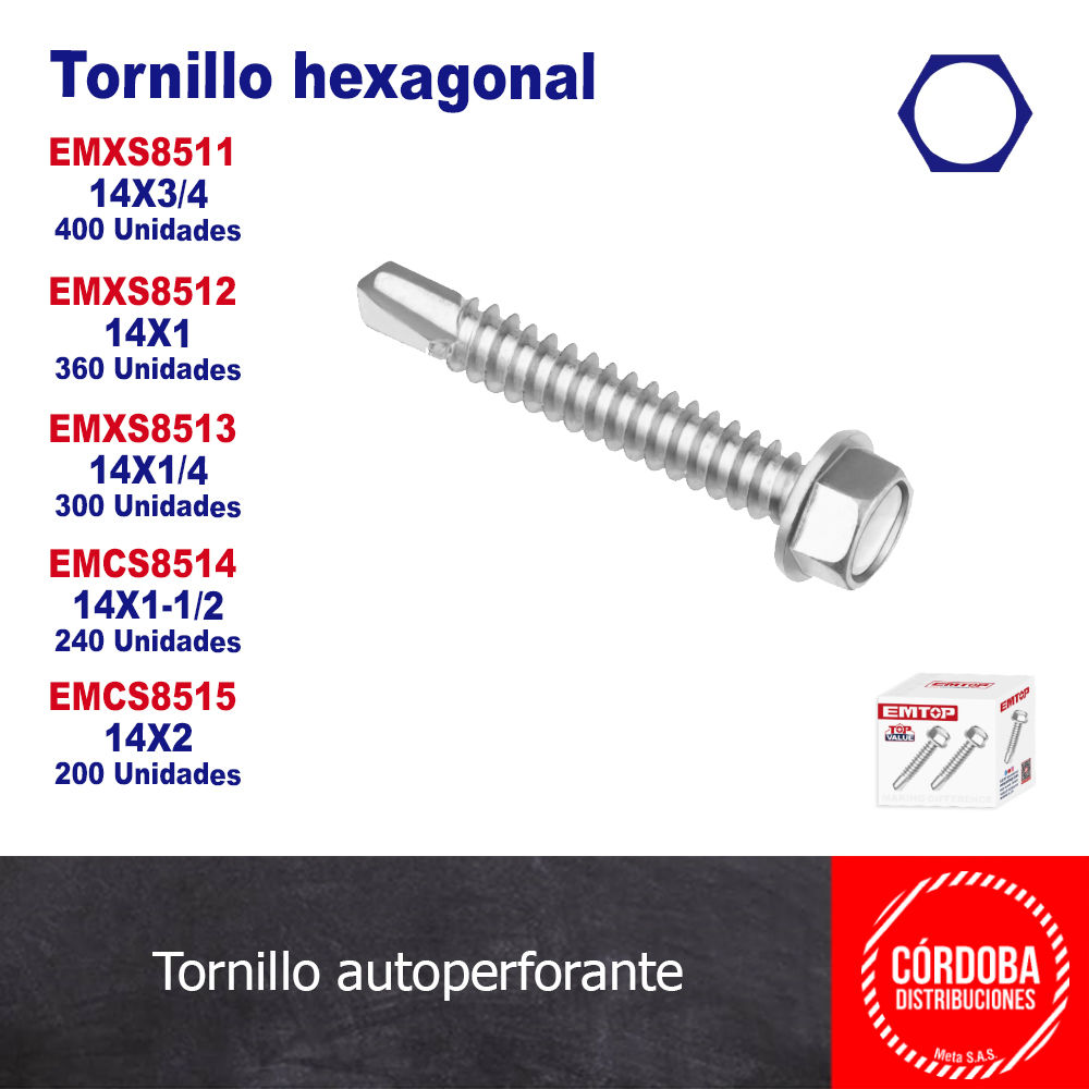 Tornillo autoperforante hexagonal