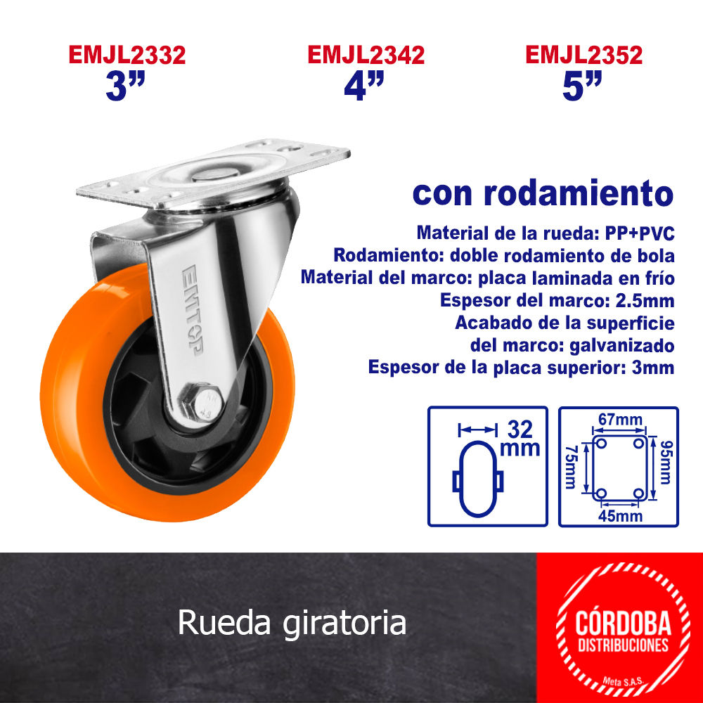 Rueda giratoria con rodamiento