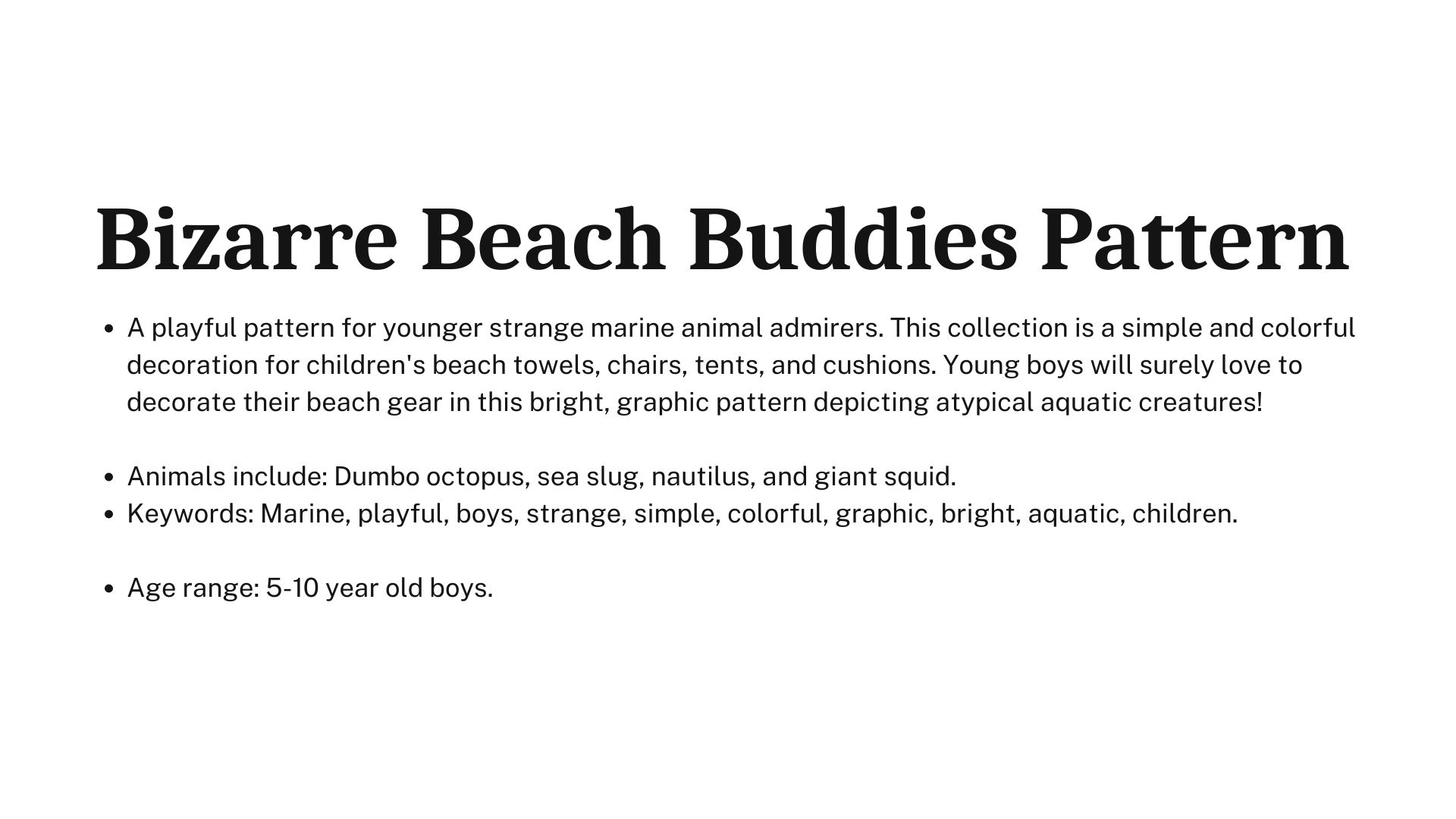 Bizarre Beach Buddies Pattern
