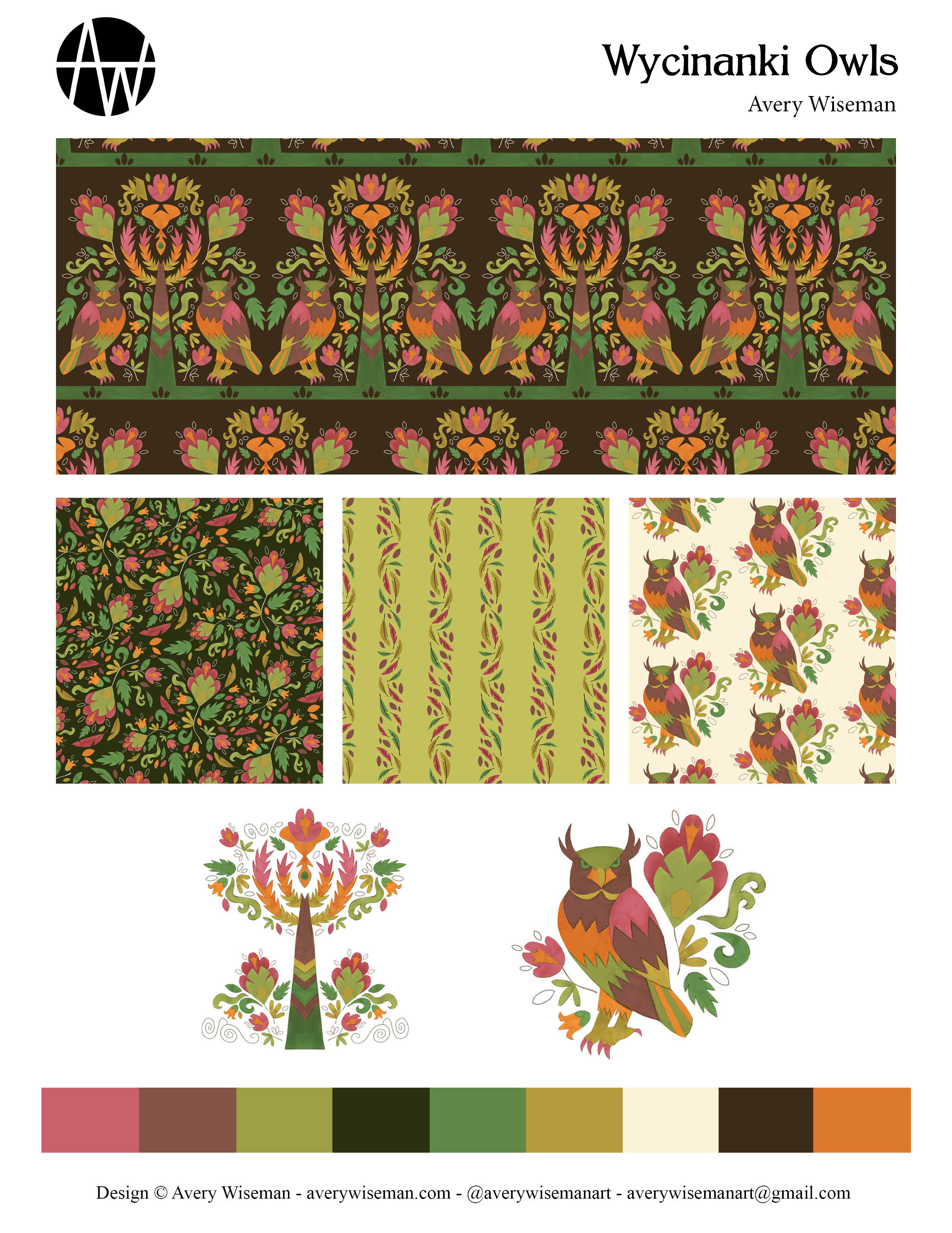 Wycinanki Owls Pattern