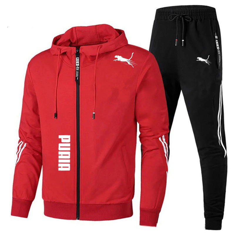 Thumbnail: Men's Tracksuit Long Sleeve Hoodie And Joggers 2-Piece Fitness