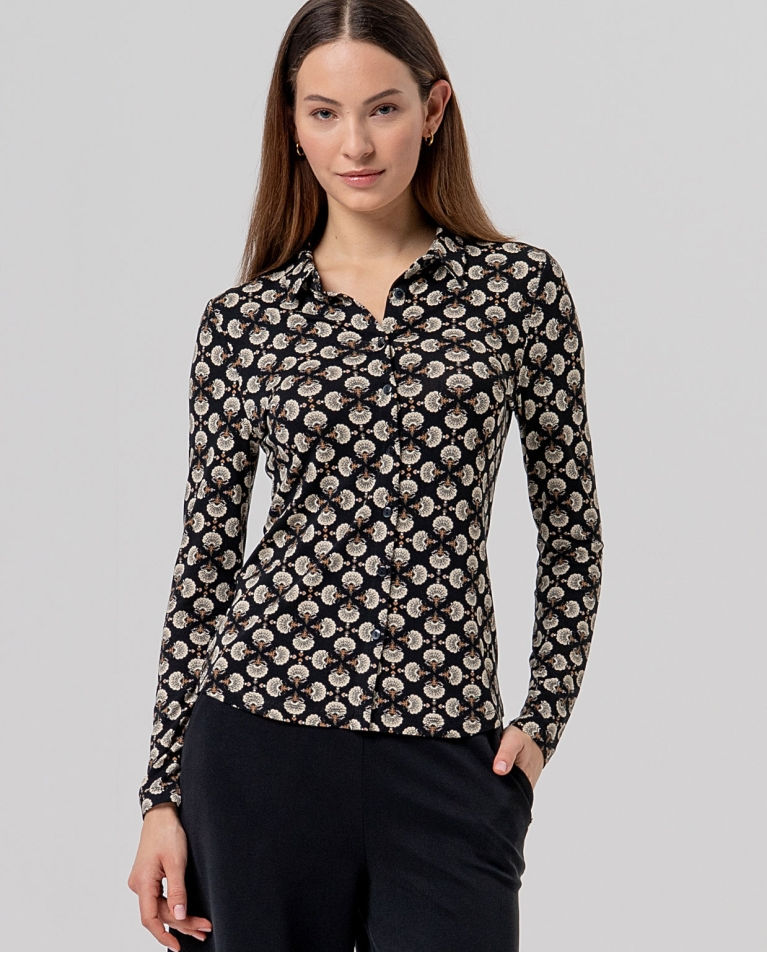 Long-sleeve shirt with print Black