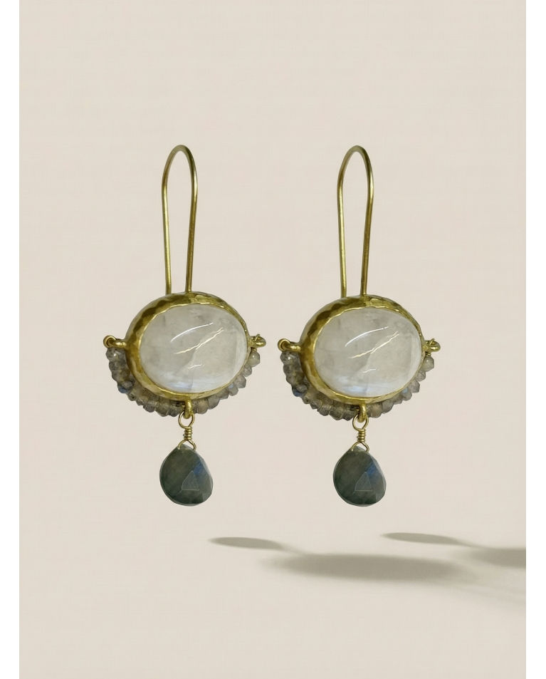 Moonstone cameo earrings