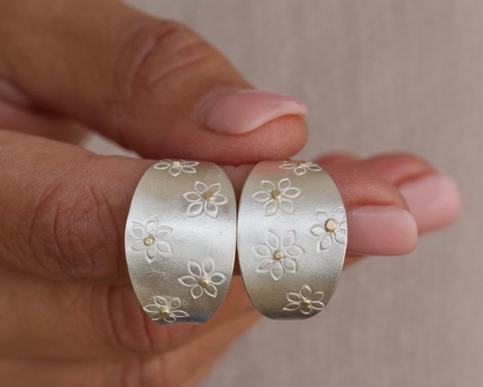 Thumbnail: FLOWER BLOSSOM WIDE HOOPS