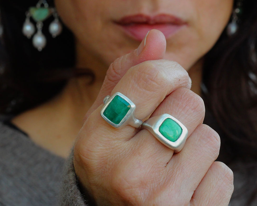 Thumbnail: TURQUOISE SIGNET RING - SIZE 6 1/2