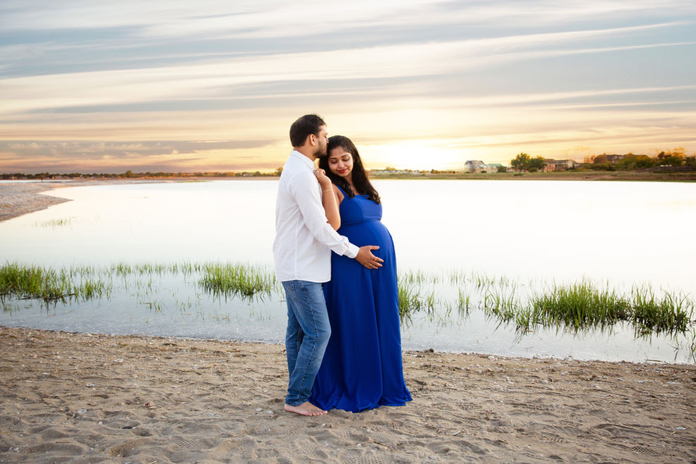 sunset beach maternity session in Milford, CT.