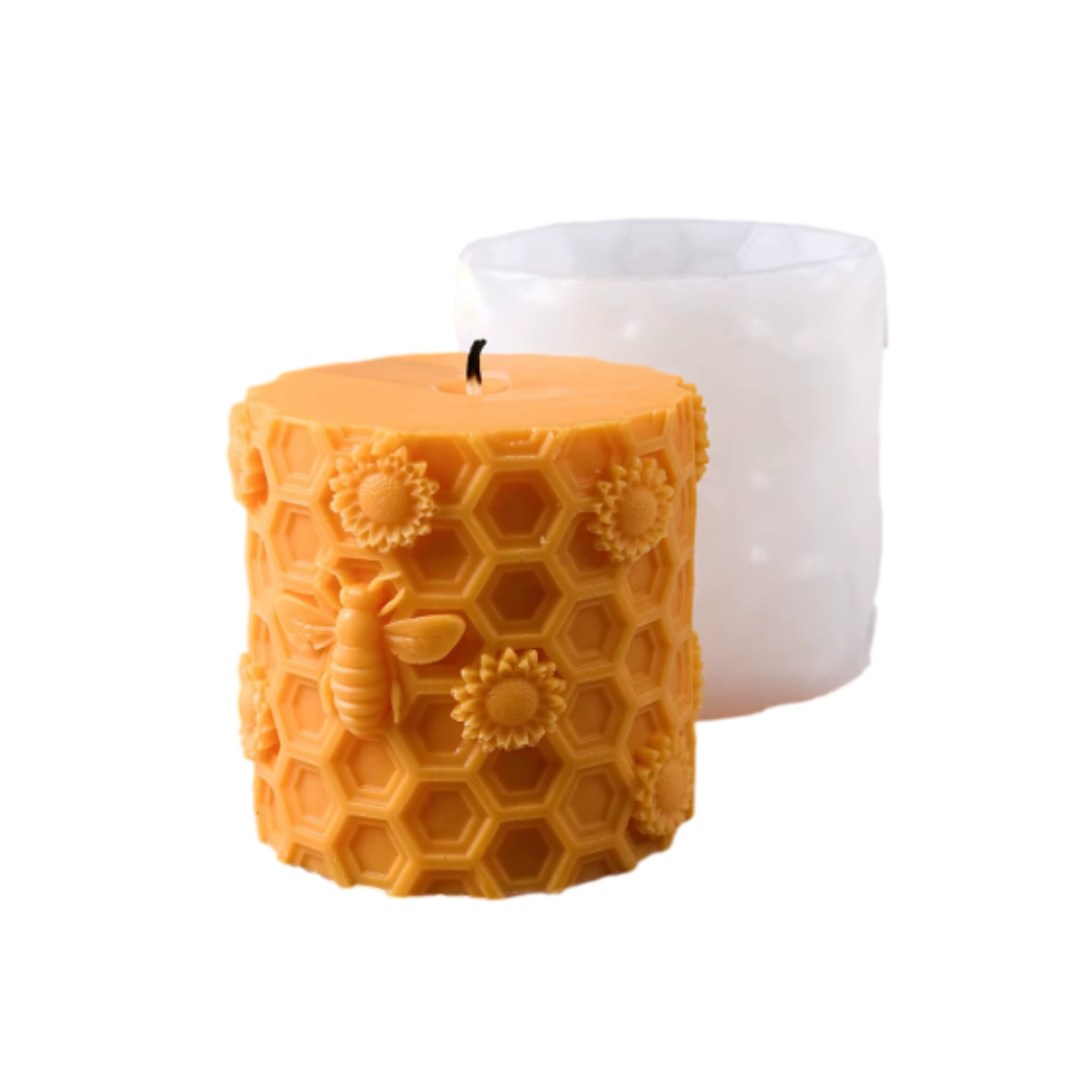 Molde silicon vela cilindro panal abeja