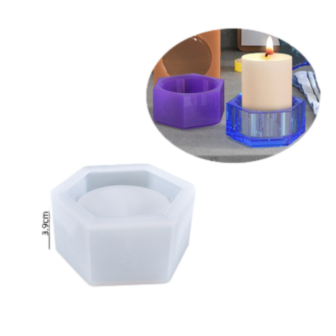 Molde silicón resina Porta vela hexagonal