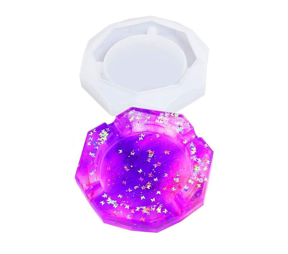 Molde silicon resina Cenicero hexágono diamantado