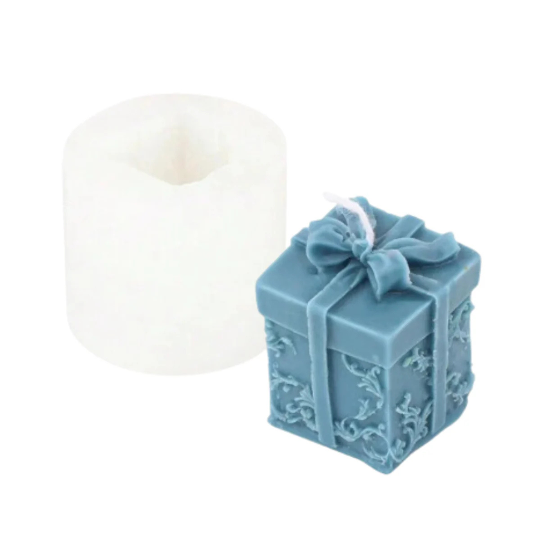 Molde silicón vela cajita regalo lazo